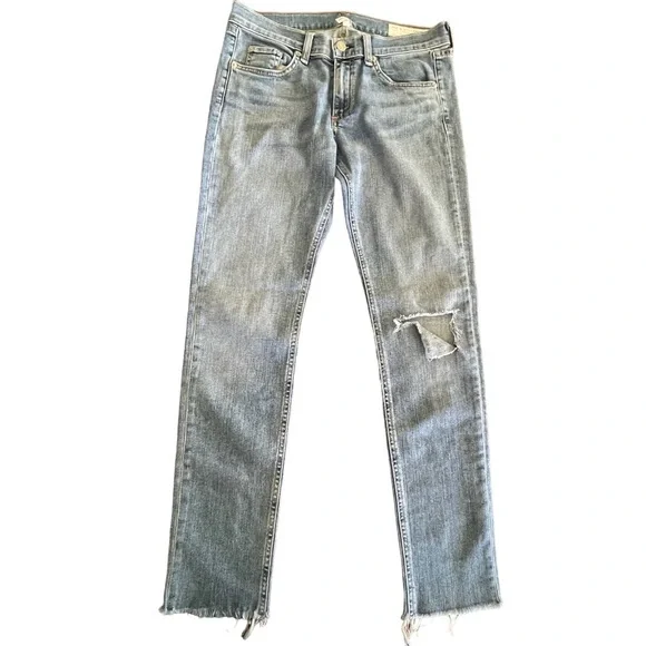 Rag & Bone Jeans Size 27 Skinny Blue Distressed - Picture 13 of 14
